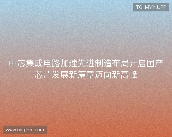 中芯集成电路加速先进制造布局开启国产芯片发展新篇章迈向新高峰